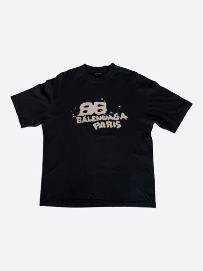 Balenciaga Black & White Hand-Drawn Logo T-Shirt