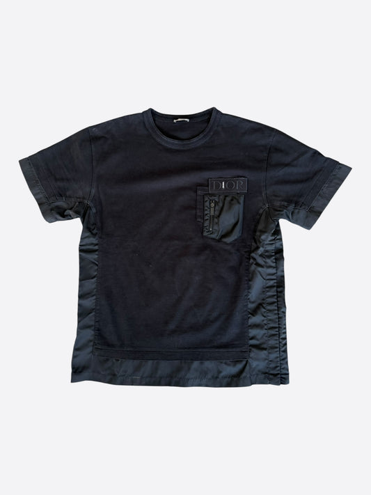 Dior Sacai Black Cotton & Nylon Embroidered Patch T-Shirt