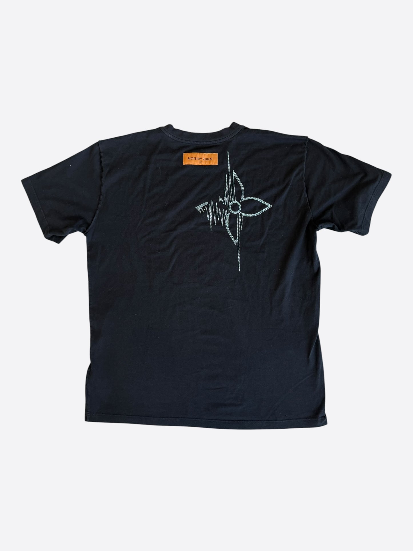 Louis Vuitton Black & White Frequency Logo Embroidered T-Shirt