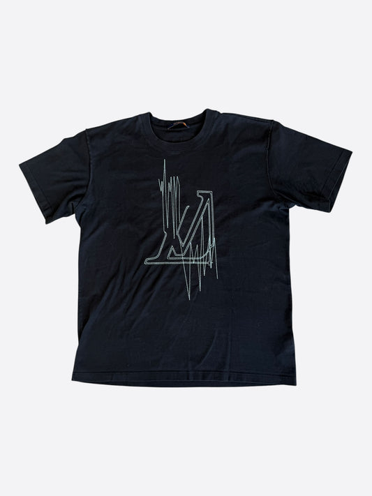 Louis Vuitton Black & White Frequency Logo Embroidered T-Shirt