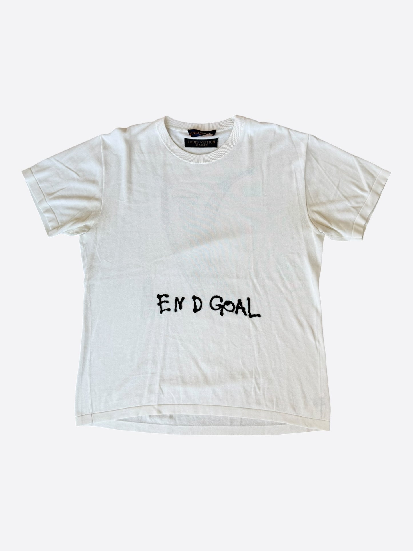 Louis Vuitton White End Goal Intarsia T-Shirt