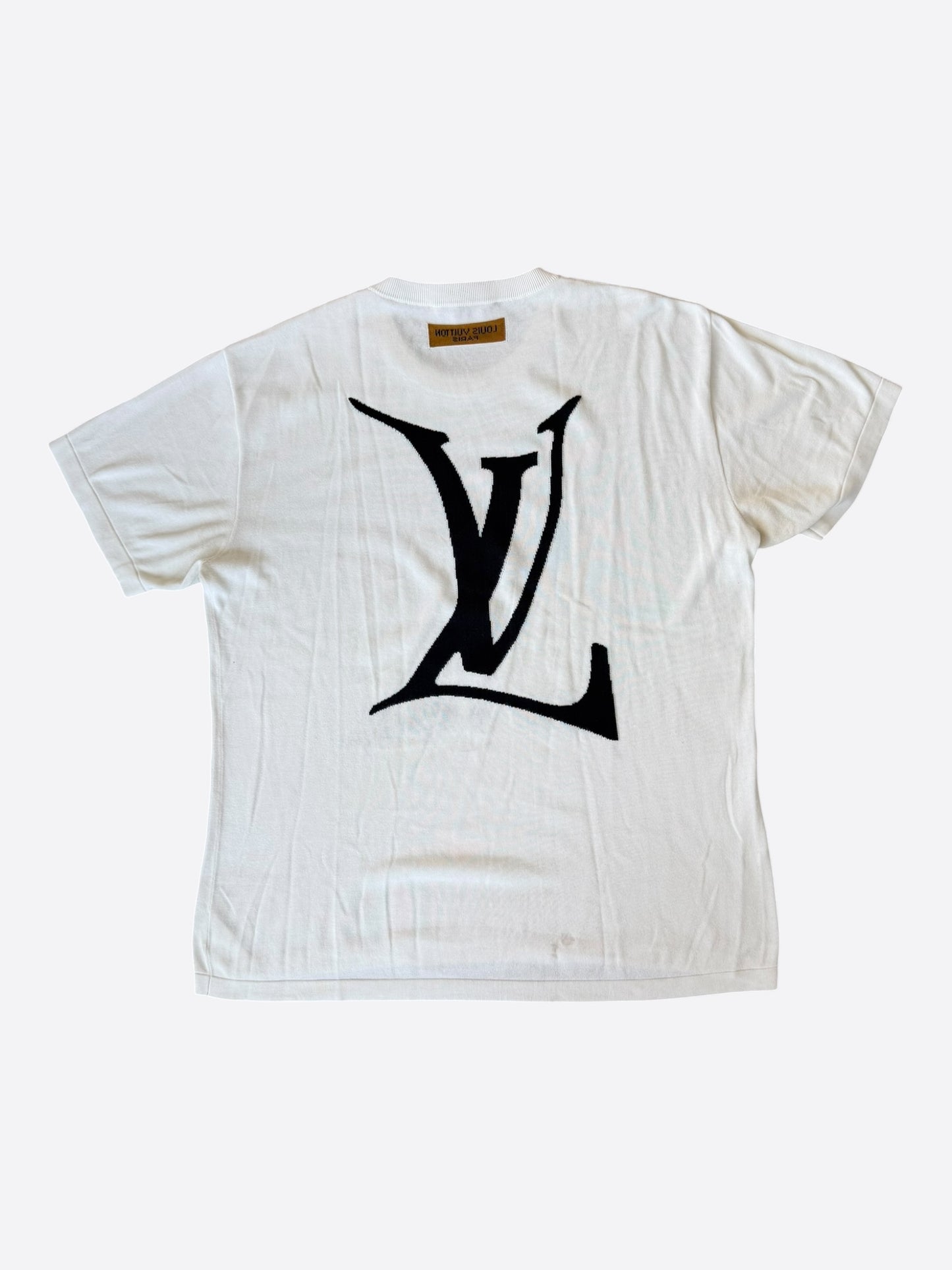 Louis Vuitton White End Goal Intarsia T-Shirt