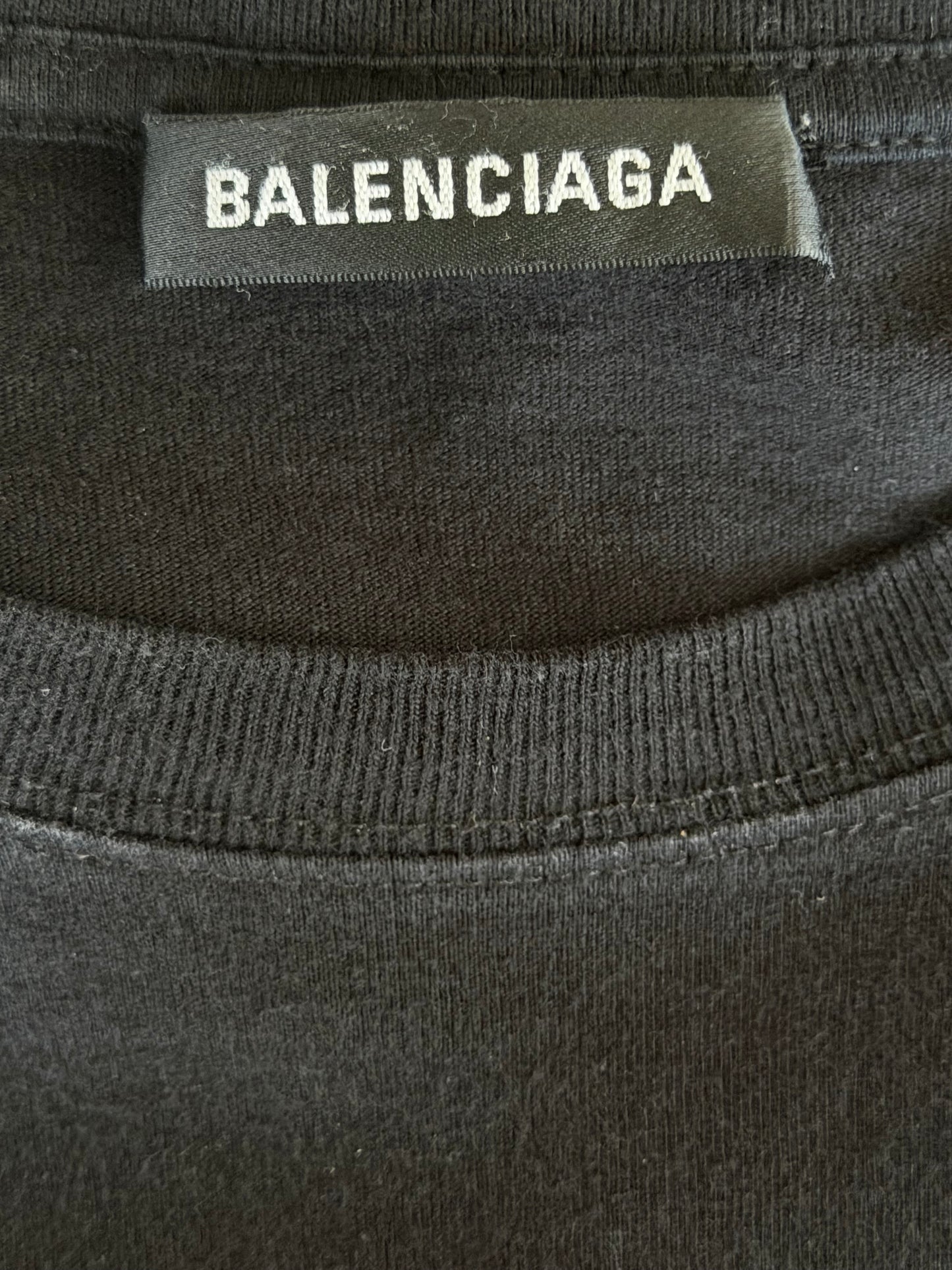 Balenciaga Black & White Embroidered Logo T-Shirt
