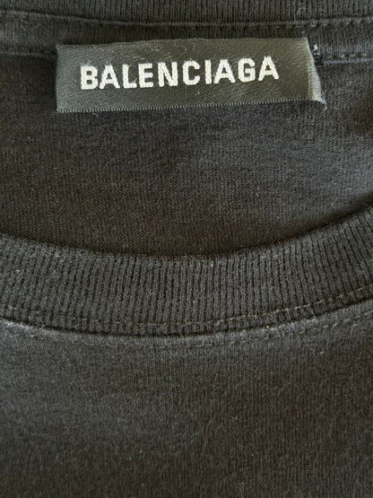 Balenciaga Black & White Embroidered Logo T-Shirt