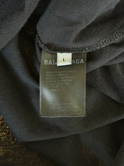 Balenciaga Black & White Embroidered Logo T-Shirt