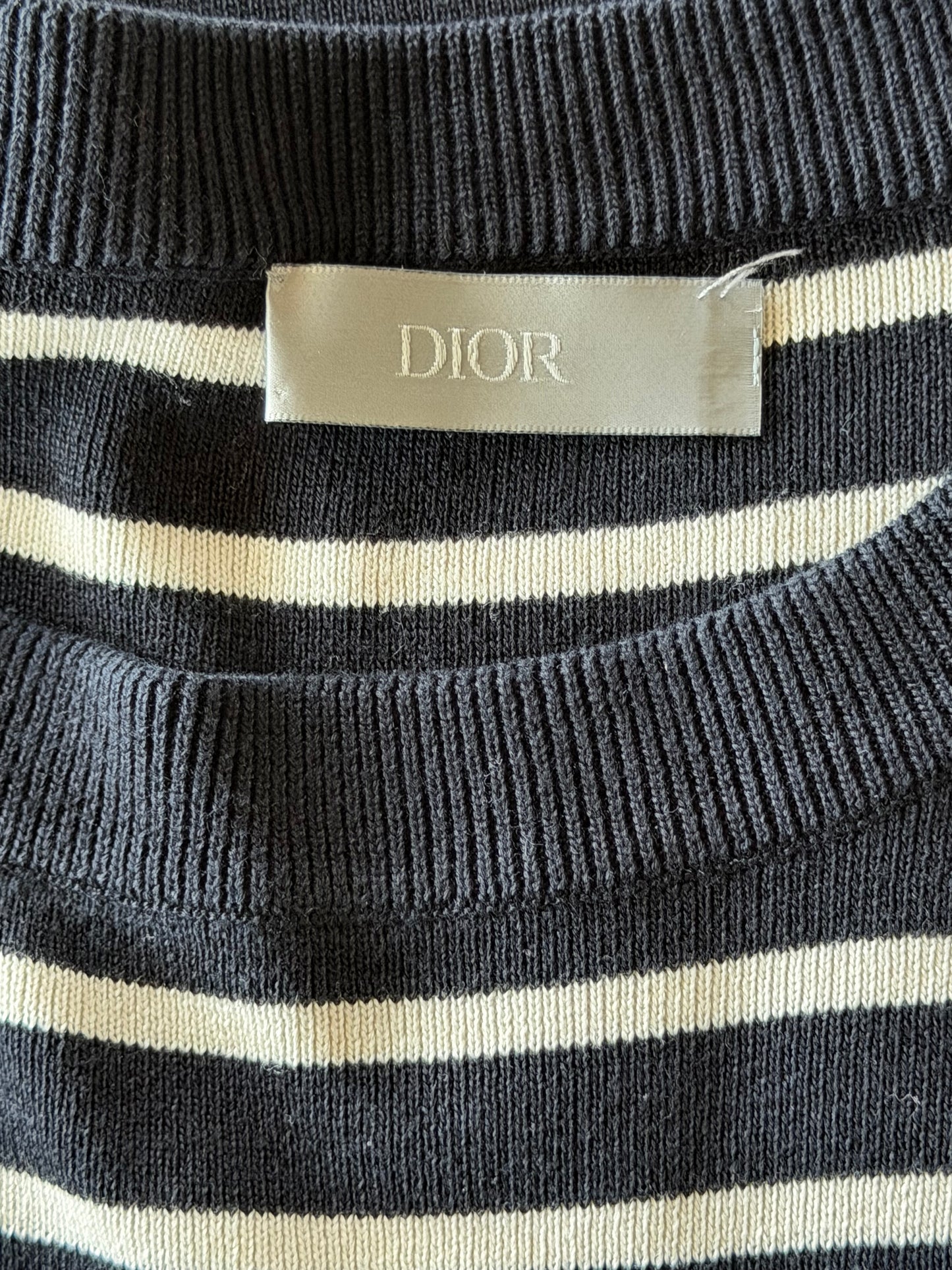 Dior Black & White Striped Logo T-Shirt