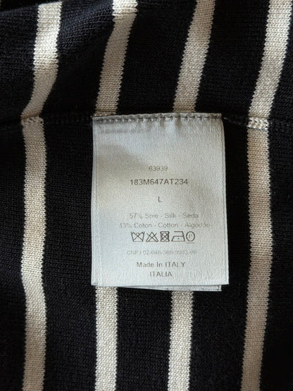 Dior Black & White Striped Logo T-Shirt