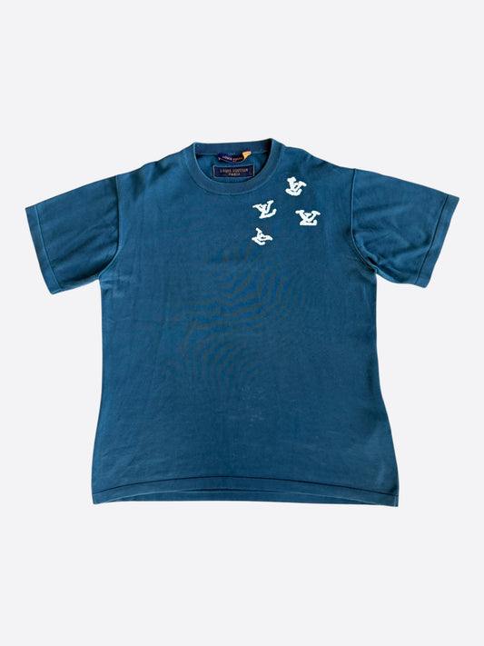 Louis Vuitton Blue & White Music Note Logo Intarsia T-Shirt