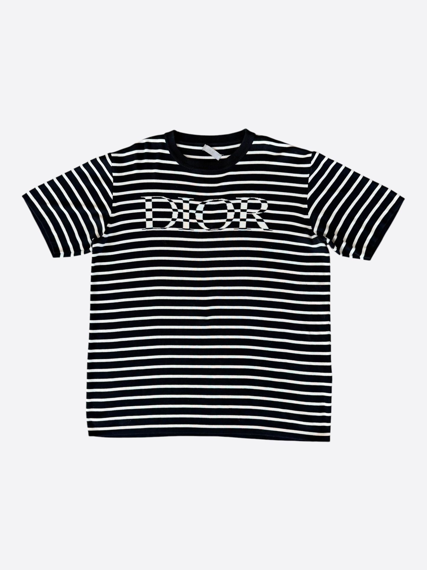 Dior Black & White Striped Logo T-Shirt