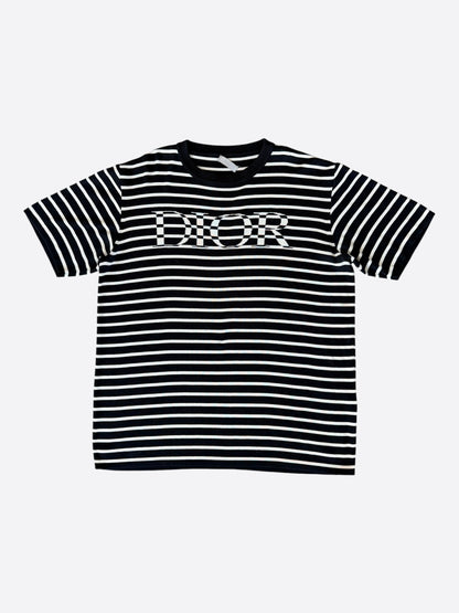 Dior Black & White Striped Logo T-Shirt