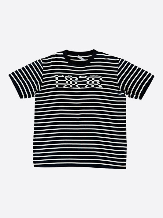 Dior Black & White Striped Logo T-Shirt