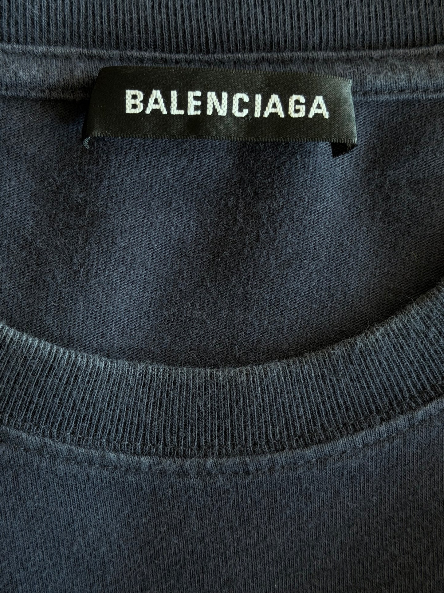 Balenciaga Navy Campaign Logo T-Shirt