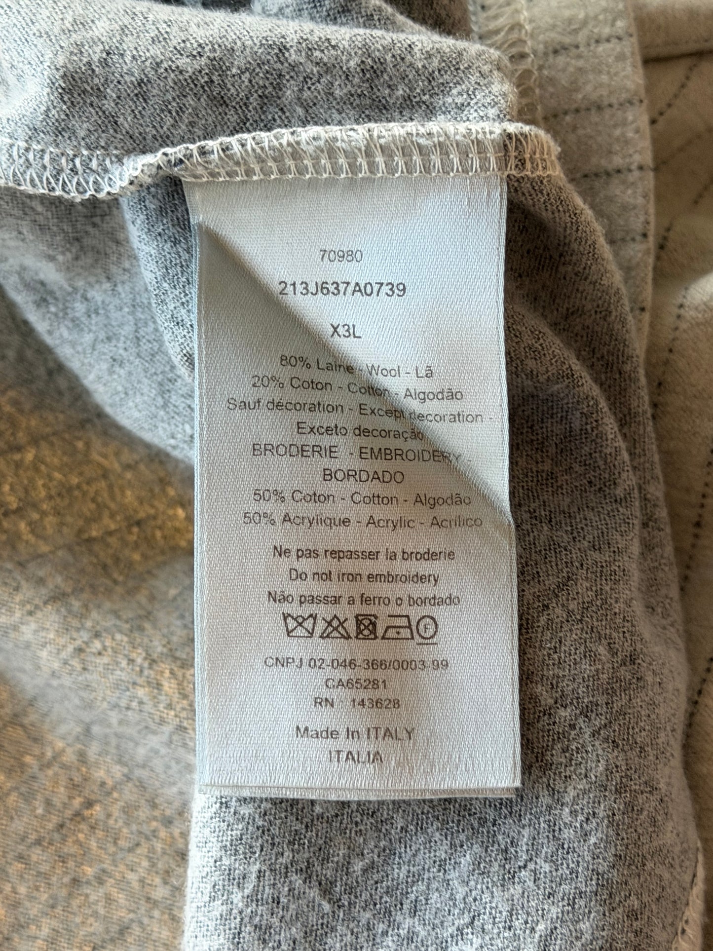 Dior Grey Pinstripe Atelier Embroidered Logo T-Shirt