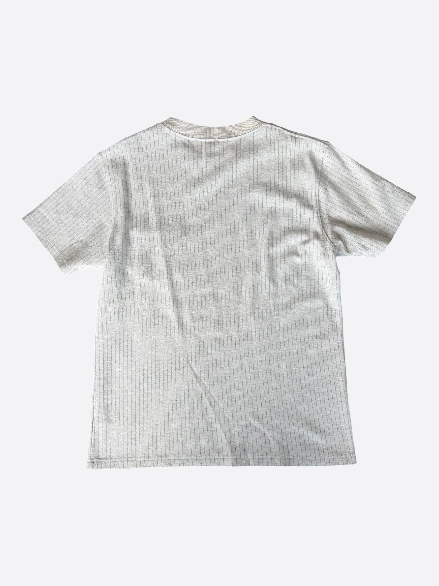 Dior Grey Pinstripe Atelier Embroidered Logo T-Shirt