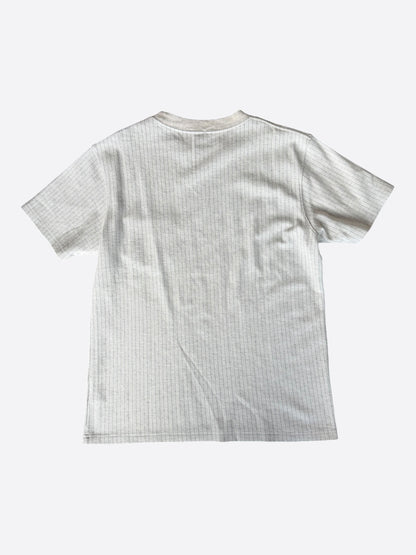 Dior Grey Pinstripe Atelier Embroidered Logo T-Shirt