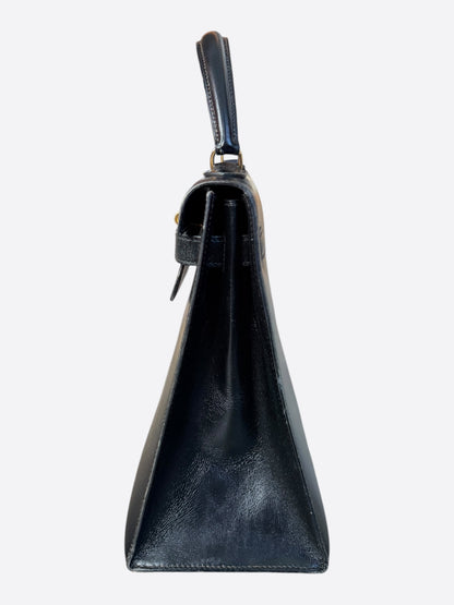 Hermes Black Box Leather & Gold Hardware Kelly 32