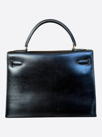 Hermes Black Box Leather & Gold Hardware Kelly 32