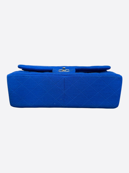 Chanel Blue Jersey Quilted Jumbo Flap Bag