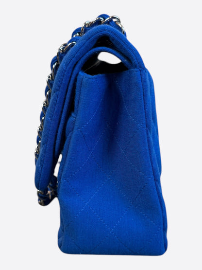 Chanel Blue Jersey Quilted Jumbo Flap Bag