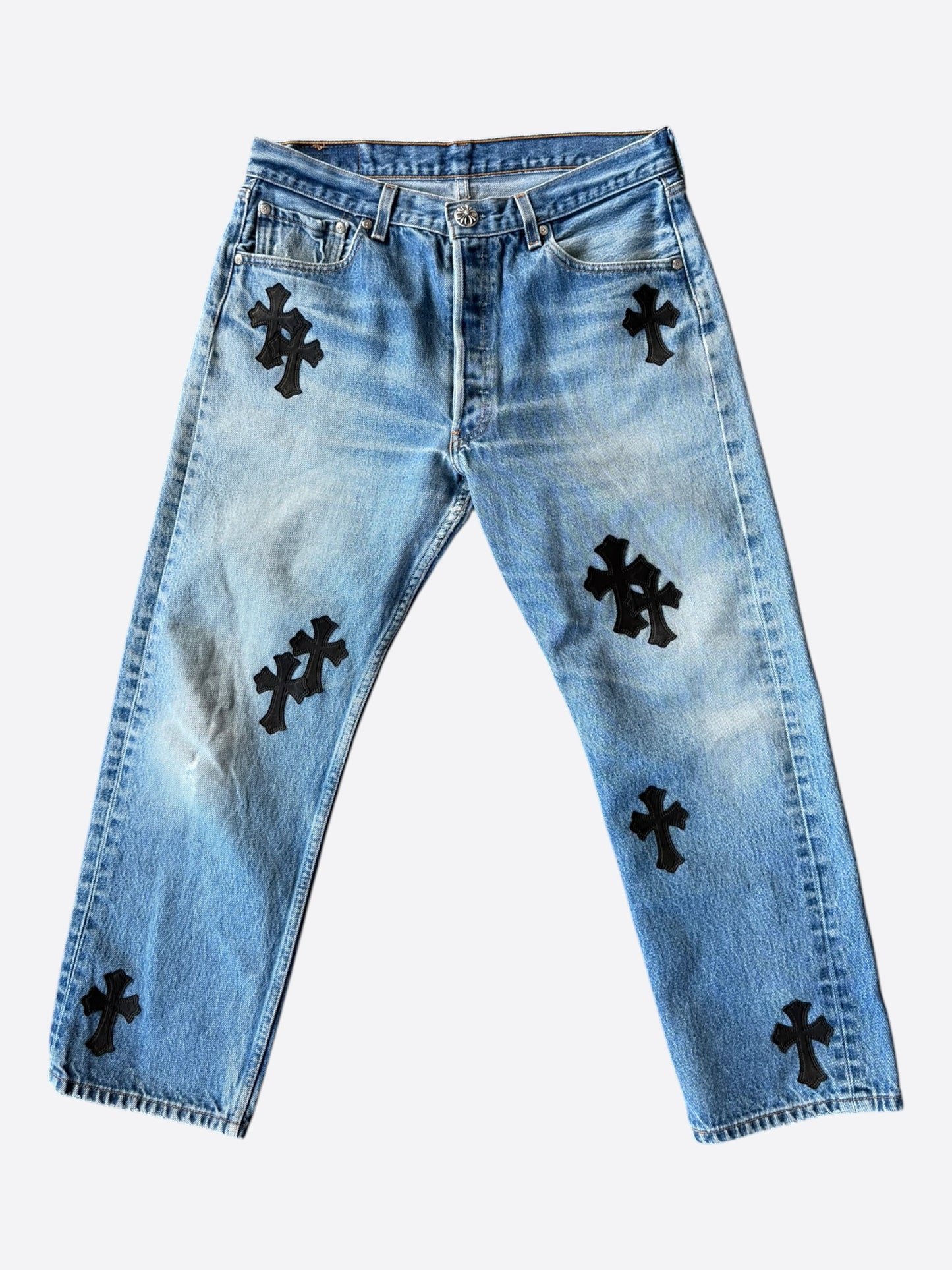Chrome Hearts Levis Blue & Black Cross Patch Jeans