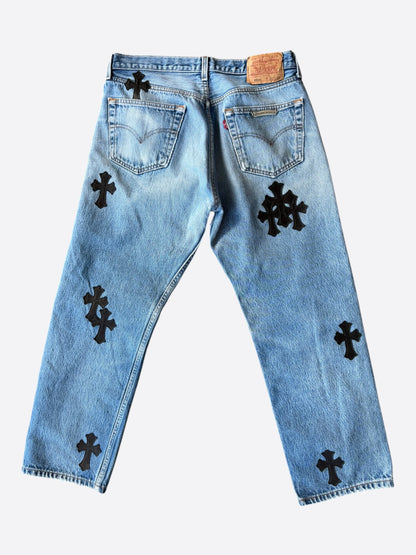 Chrome Hearts Levis Blue & Black Cross Patch Jeans