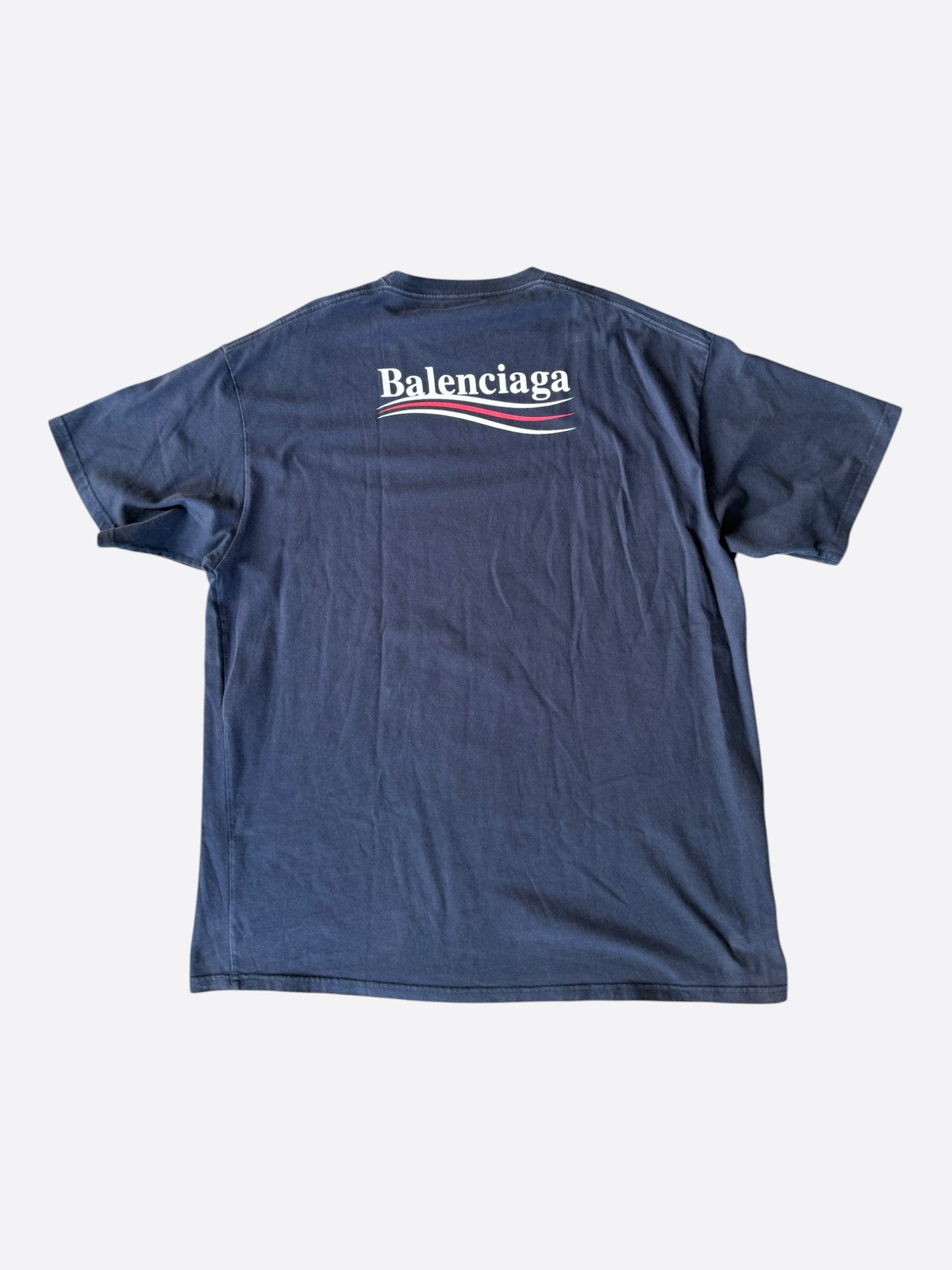 Balenciaga Navy Campaign Logo T-Shirt