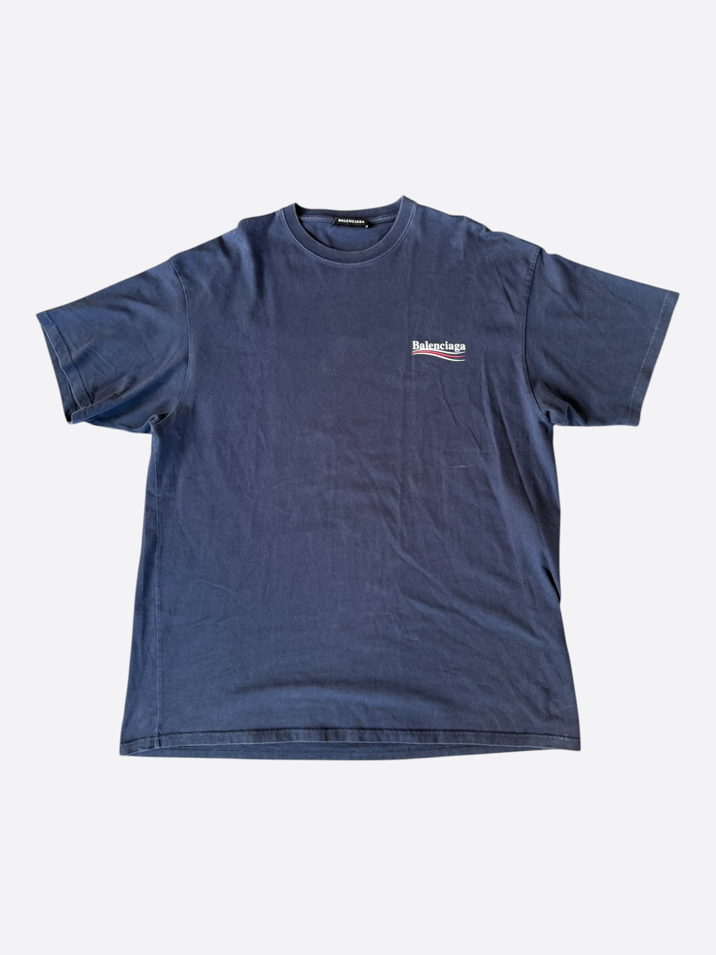Balenciaga Navy Campaign Logo T-Shirt