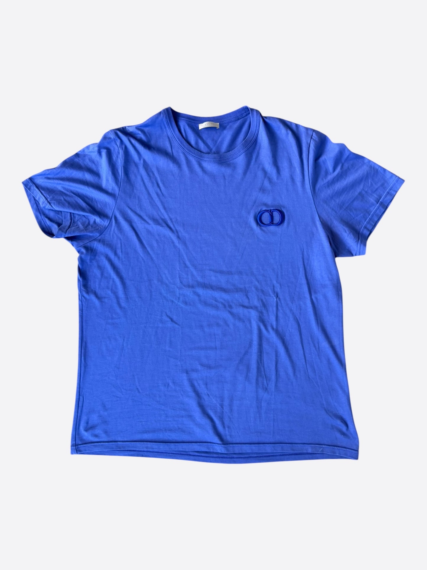 Dior Blue CD Icon Embroidered Logo T-Shirt