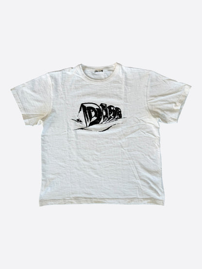 Dior White & Black Velour Logo T-Shirt