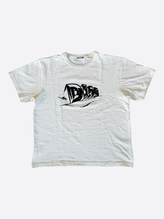 Dior White & Black Velour Logo T-Shirt