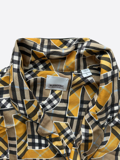 Burberry Beige & Yellow Repeat Logo Silk Shirt