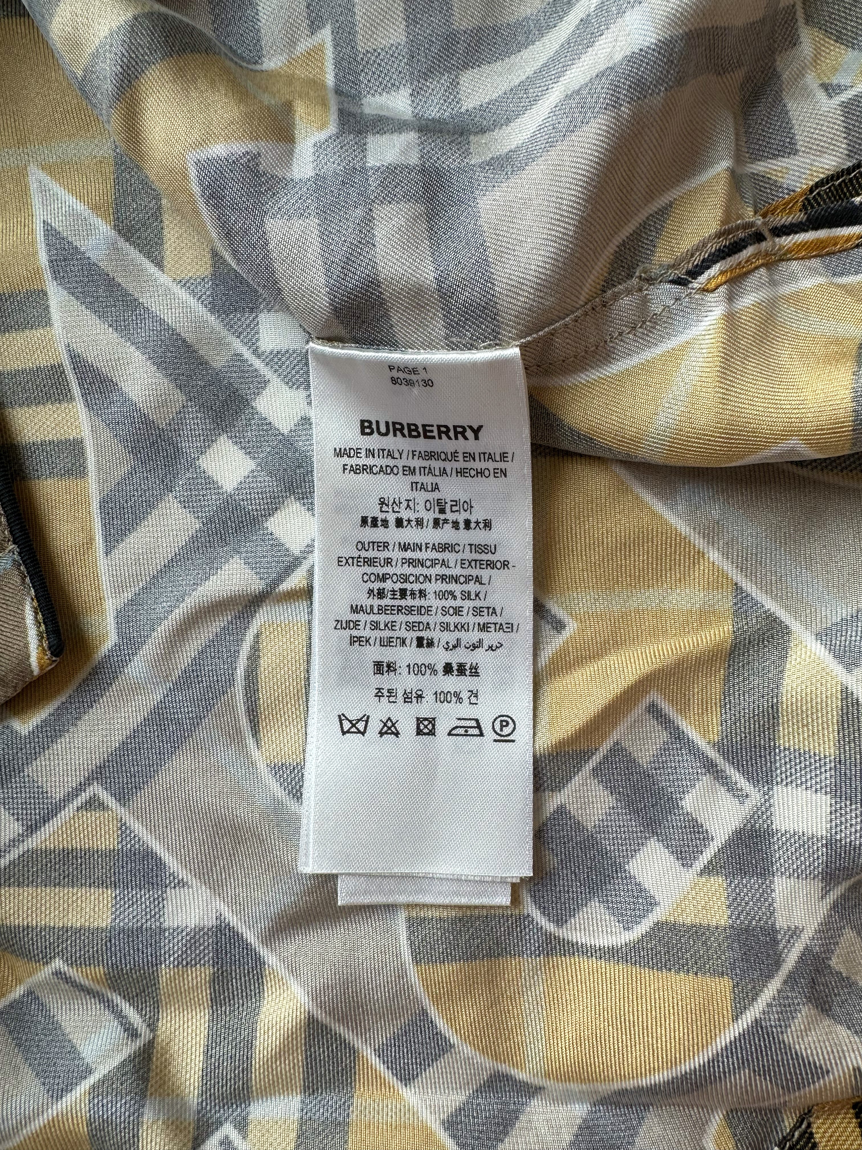 Burberry Beige & Yellow Repeat Logo Silk Shirt