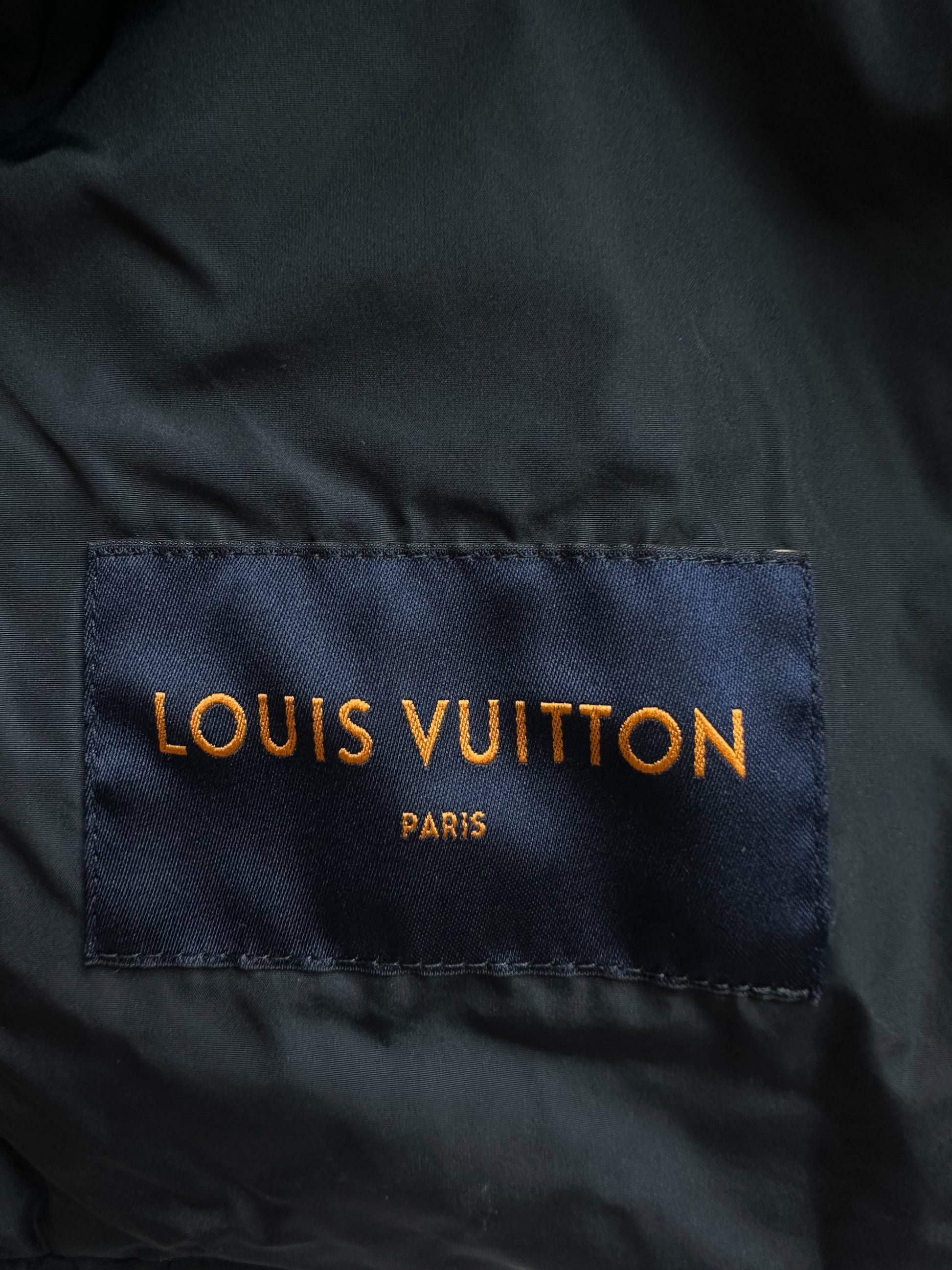 Louis Vuitton Logo Embroidered Front Zip Striped Jacket in Navy