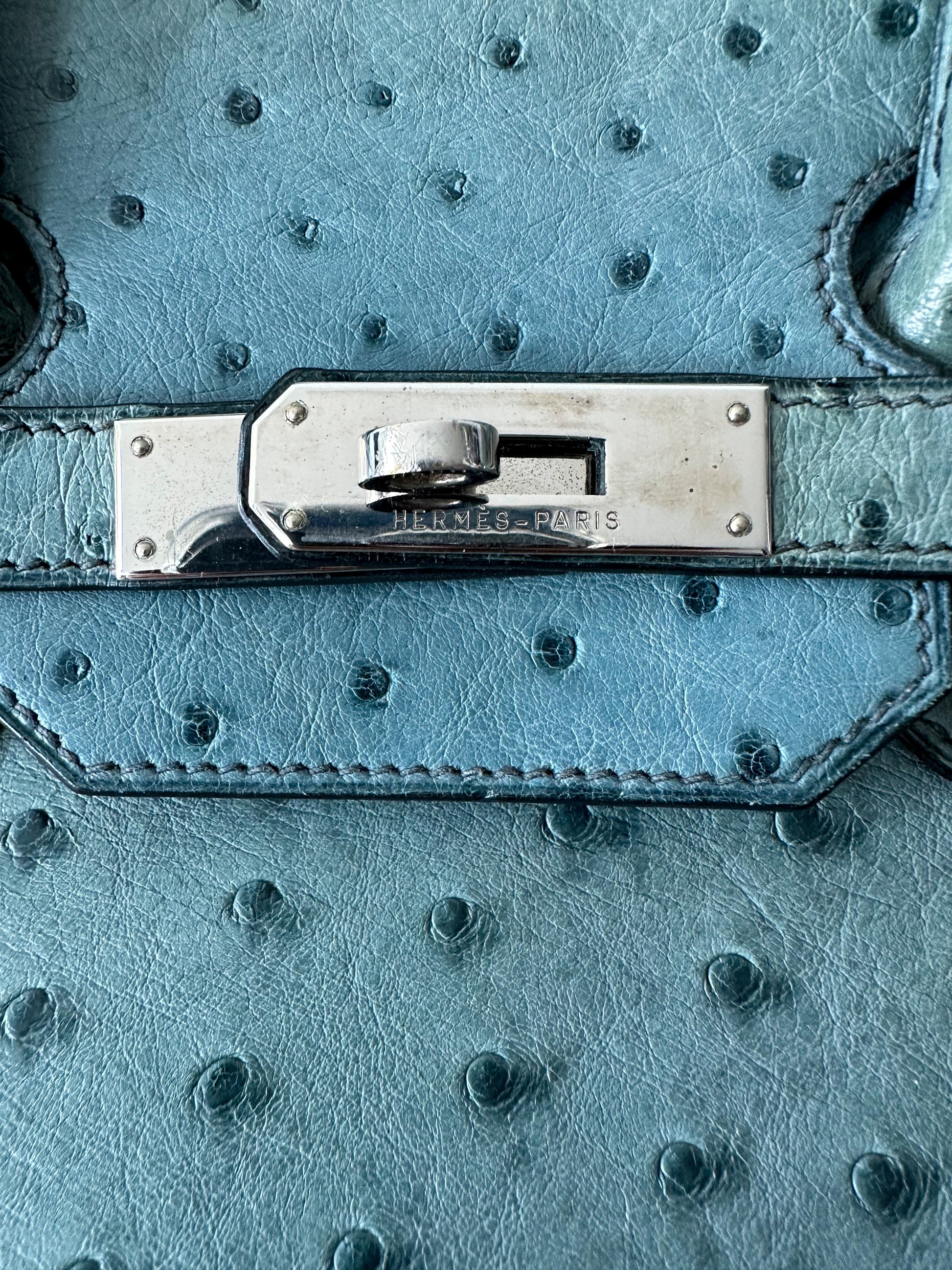 Hermès Ostrich Birkin 35 - Blue Handle Bags, Handbags - HER502047