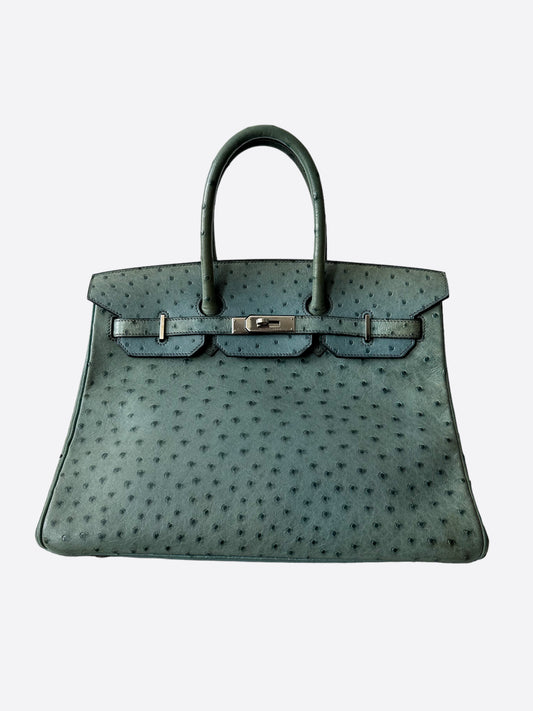 Hermès Blue Ostrich Birkin 35