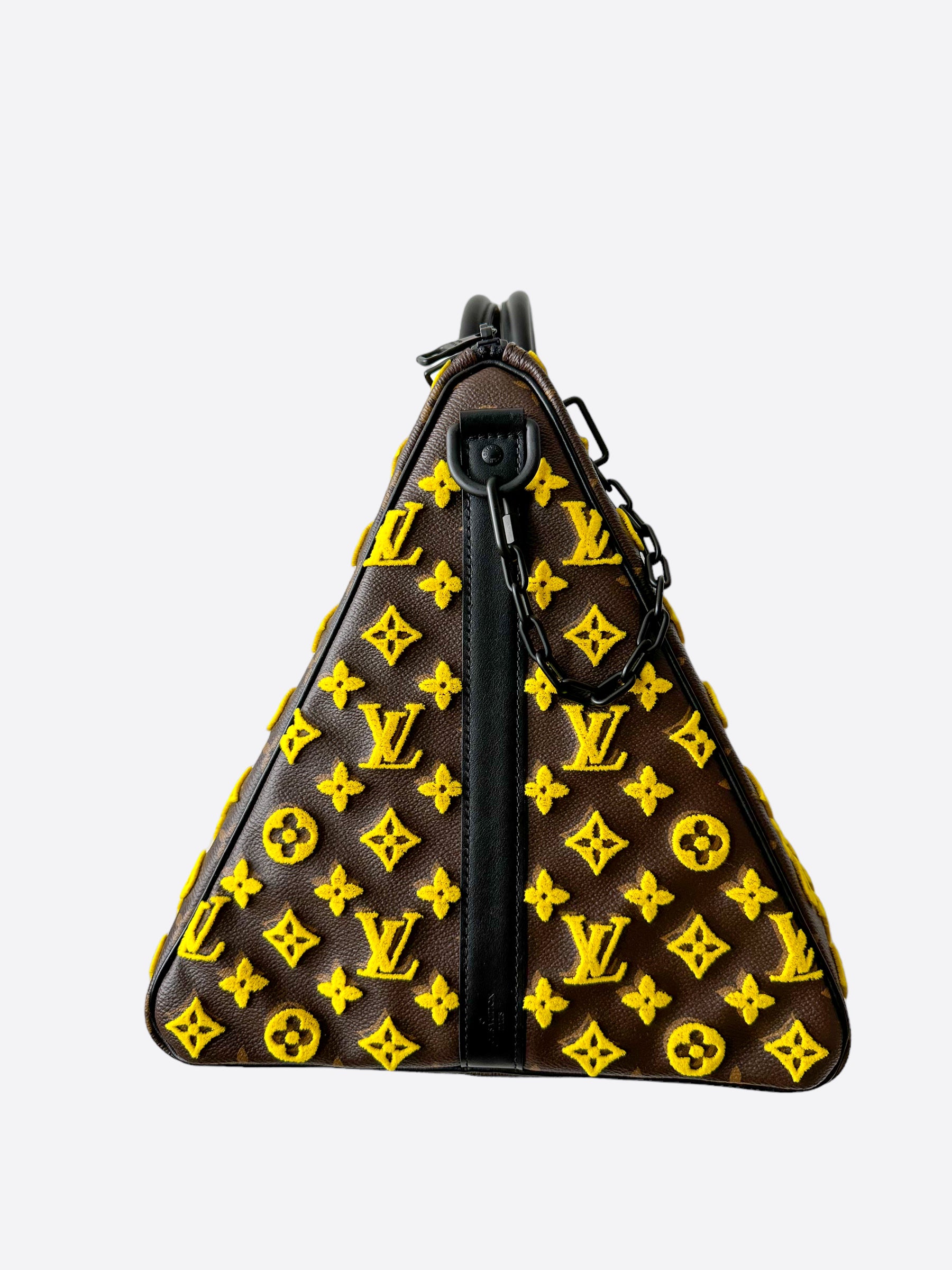 Louis Vuitton Brown & Yellow Monogram Tuffetage Triangle Keepall 50 –  Savonches