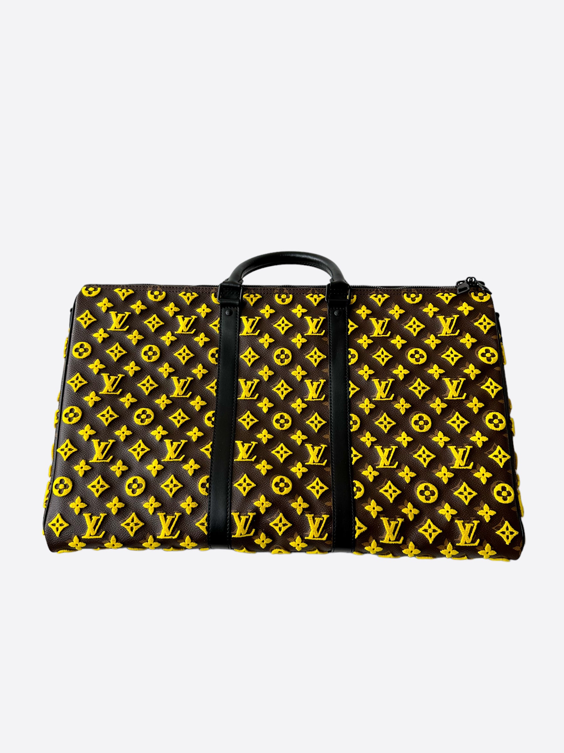 Louis Vuitton Brown Yellow Monogram Tuffetage Triangle Keepall