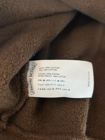 Chrome Hearts Brown & White Embroidered Logo Quarter Zip Sweater