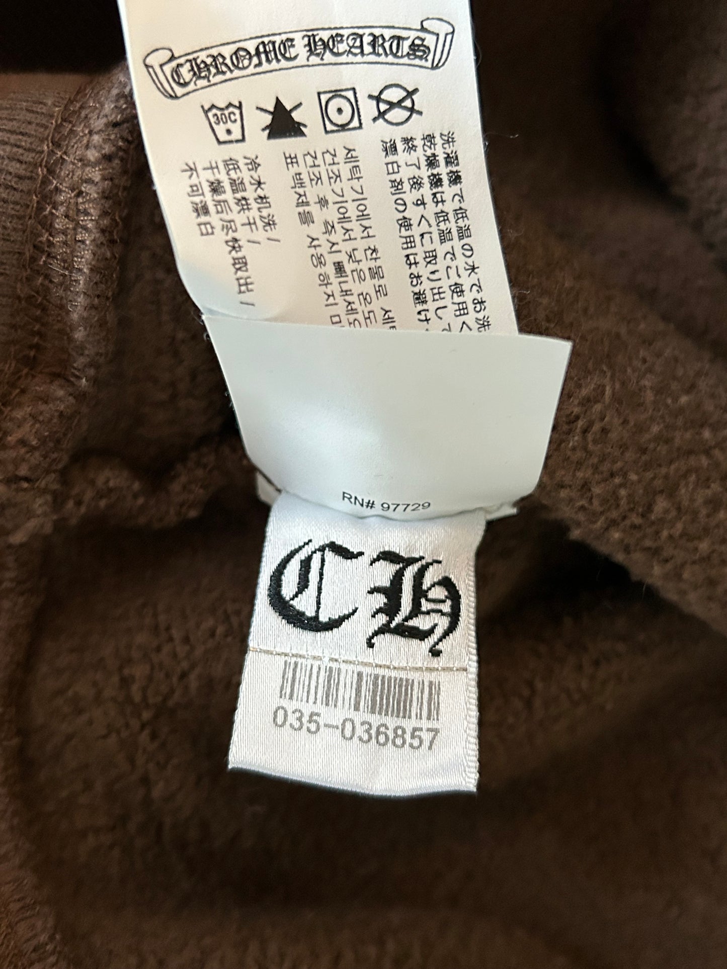 Chrome Hearts Brown & White Embroidered Logo Quarter Zip Sweater