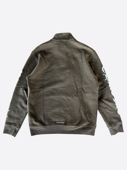 Chrome Hearts Brown & White Embroidered Logo Quarter Zip Sweater
