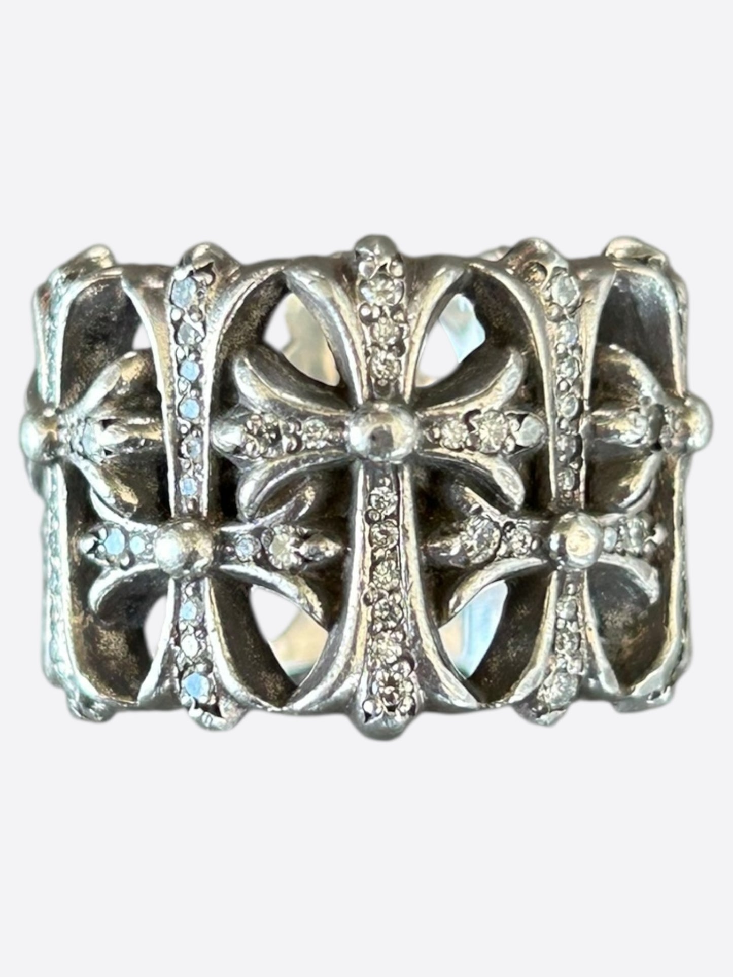 Chrome Hearts Silver & Diamond Cemetery Ring