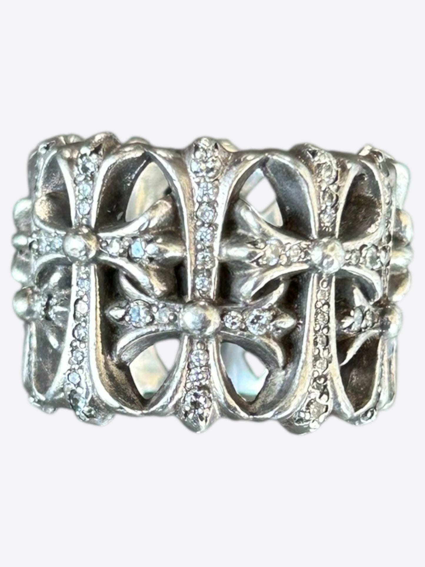 Chrome Hearts Silver & Diamond Cemetery Ring
