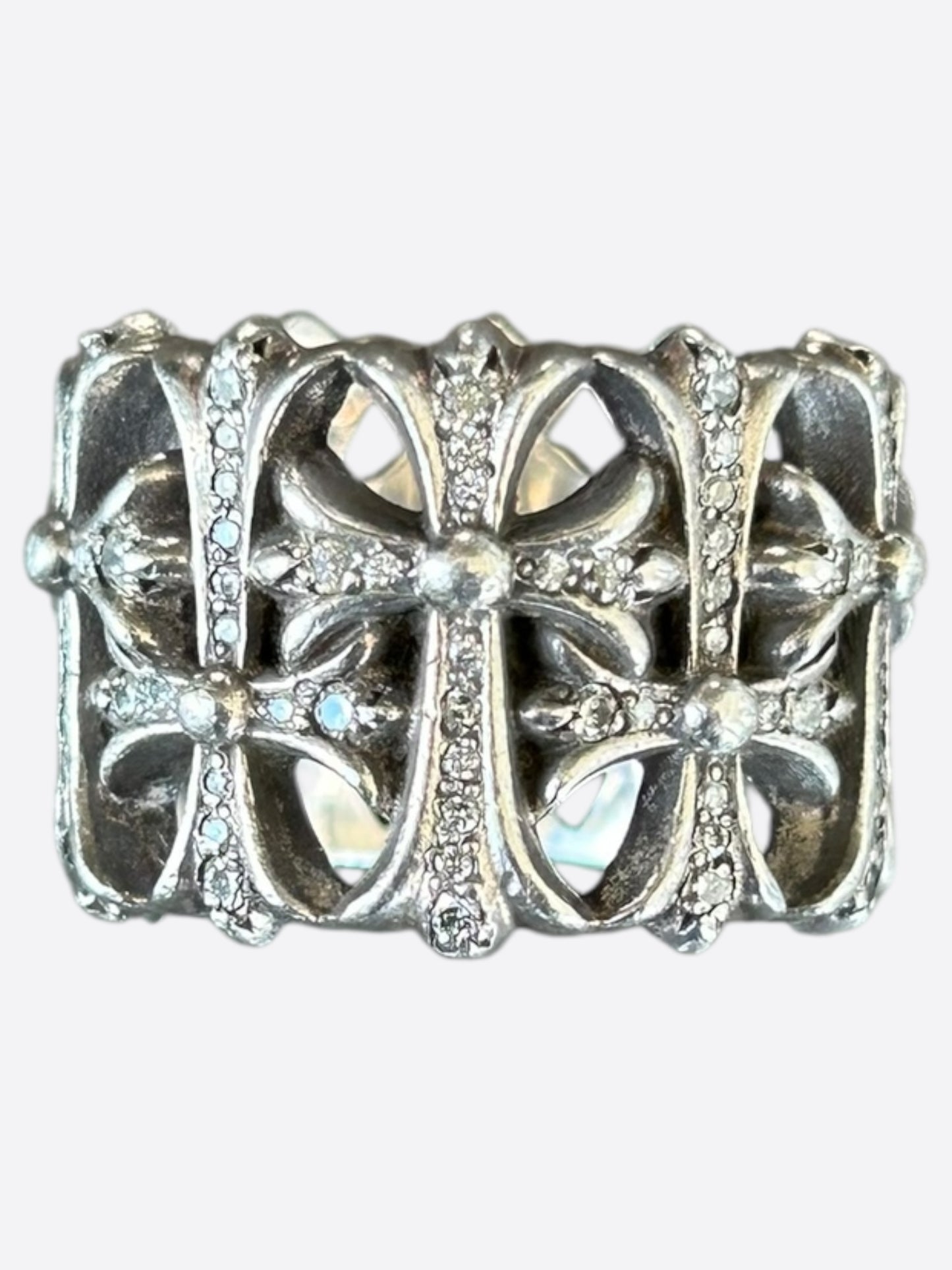Chrome Hearts Silver & Diamond Cemetery Ring