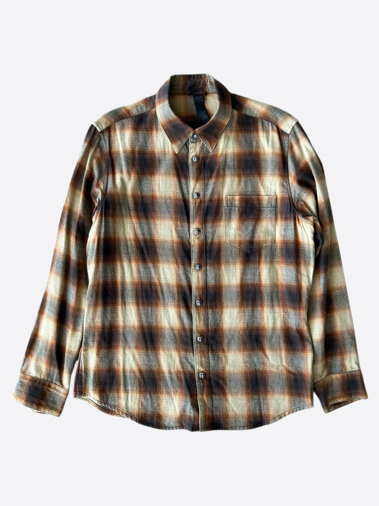Chrome Hearts Brown Plaid Flannel Shirt