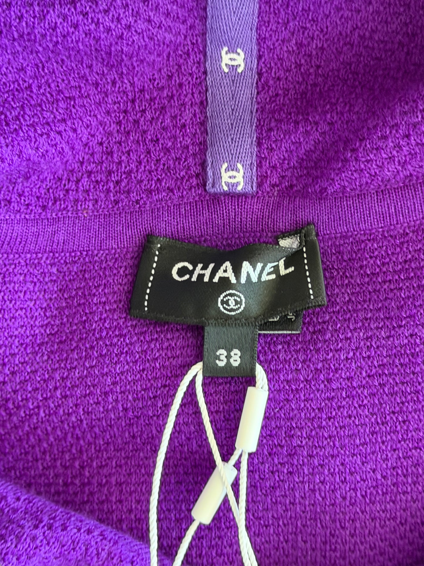 Chanel Purple & White Rhinestone Hooded Dress