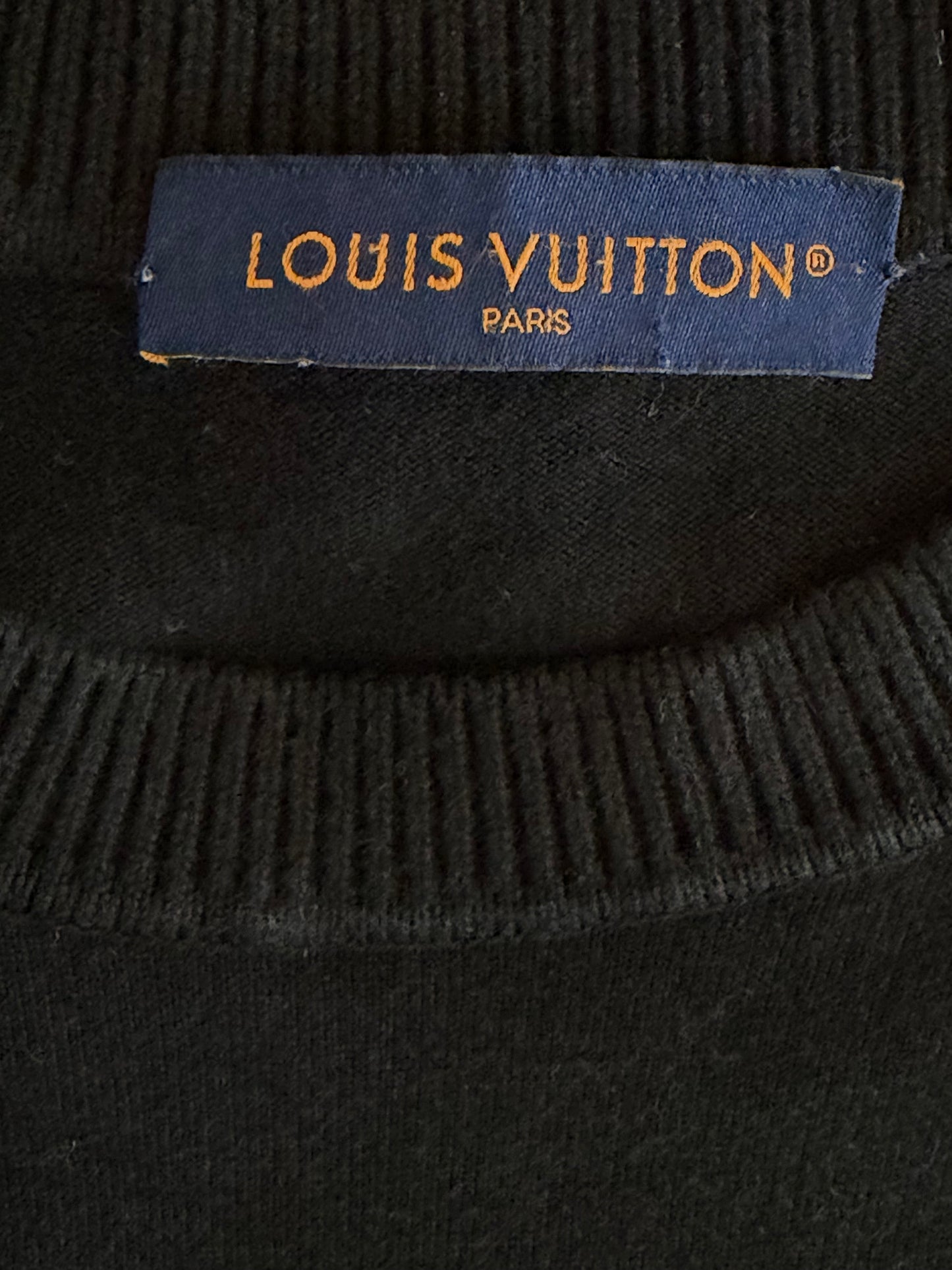 Louis Vuitton Black & White Pin Logo Embroidered T-Shirt