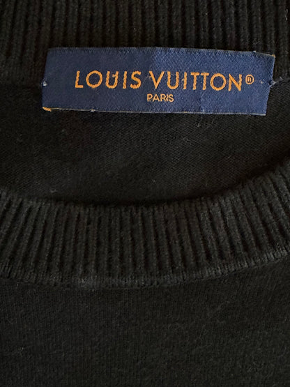 Louis Vuitton Black & White Pin Logo Embroidered T-Shirt