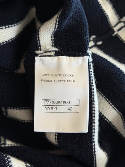 Chanel Navy & White Striped Cashmere Women's Hoodie