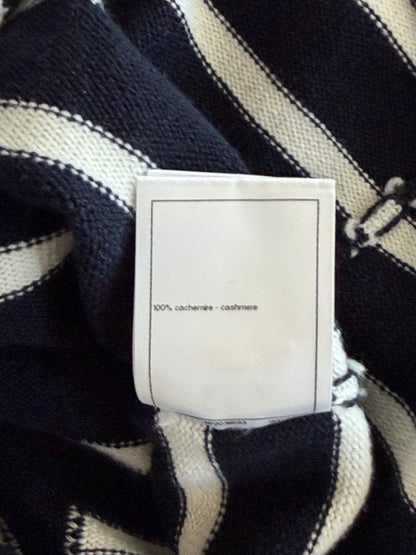 Chanel Navy & White Striped Cashmere Women's Hoodie