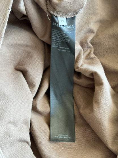 Balenciaga Brown Distressed Logo Hoodie